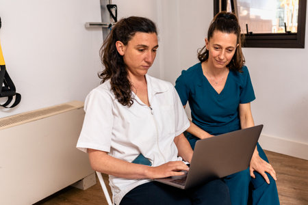 Stock photo of united work team of happy women working in physiotherapy clinic.の写真素材