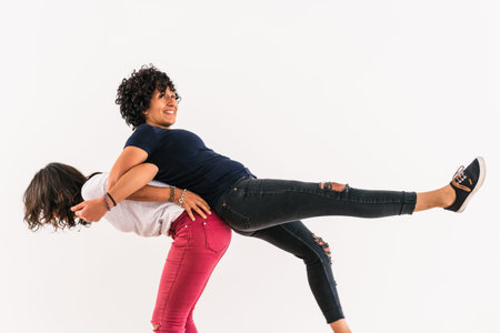 Two beautiful women having fun