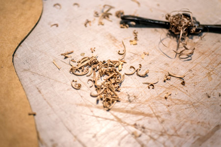 Workshop of lutherie, making guitar. No people