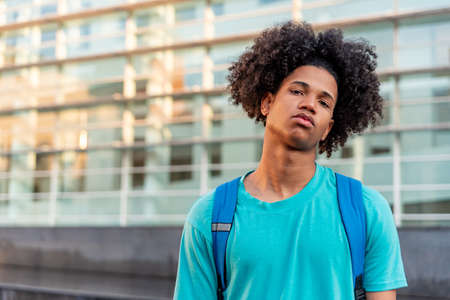 Afro latin male teenager in the cityの写真素材