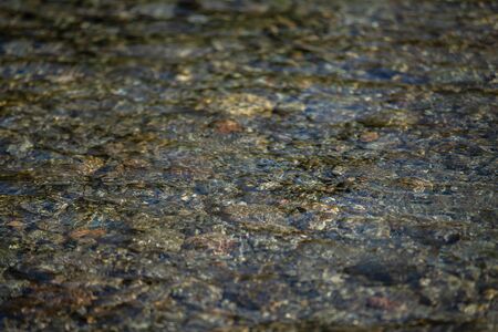 River pebbles under water. Texture. Greenish tintの写真素材