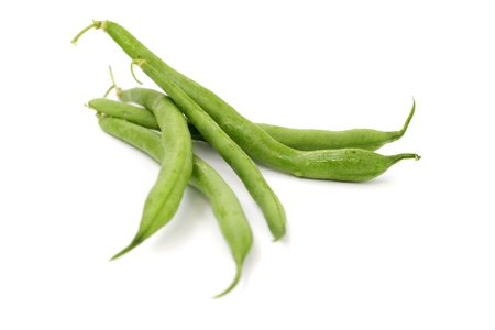 close up of green beans on white backgroundの写真素材