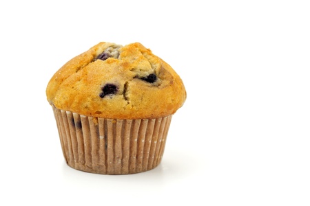 close up of blueberry muffin isolated on white backgroundの写真素材