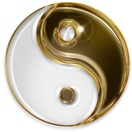 yin yang symbol isolated on white backgroundの写真素材