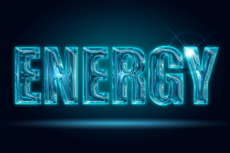 shiny energy word isolated on a black backgroundの写真素材