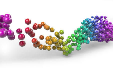 wave of multicolored bubbles isolated on white 
