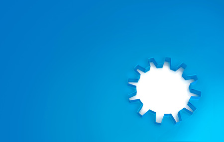 gear-shaped cutout in a blue plastic backgroundの写真素材