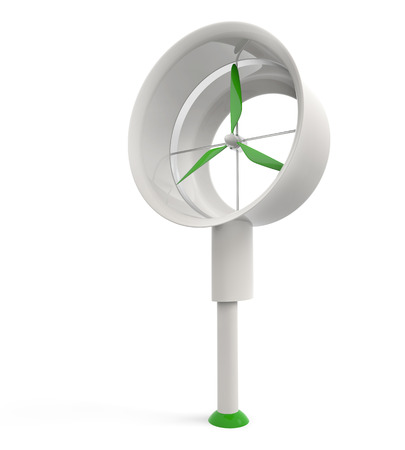 small wind turbine isolated on white backgroundの写真素材