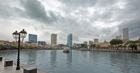 bank of the river under a cloudy skyのeditorial素材