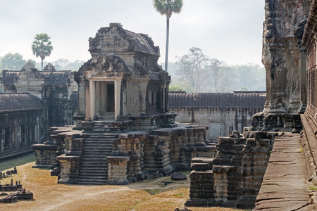stone building of the khmer empire in angkorの写真素材