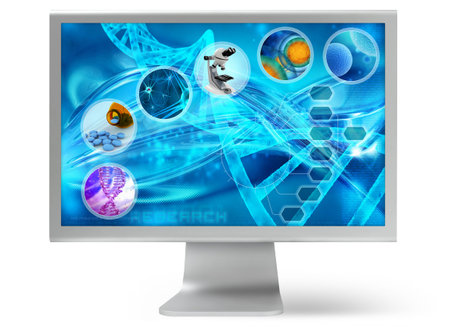 medical desktop on pc screen isolated on white