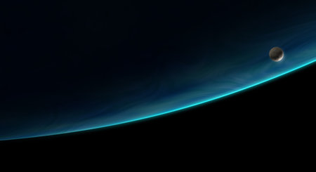 moon orbiting the blue planet, 3d illustration
