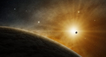 sun rays glowing in the deep space 3d illustration