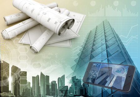 downtown skyscraper project abstract background 3d illustration