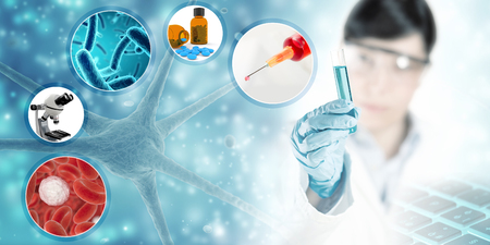 scientific research concept background, 3D illustrationの写真素材