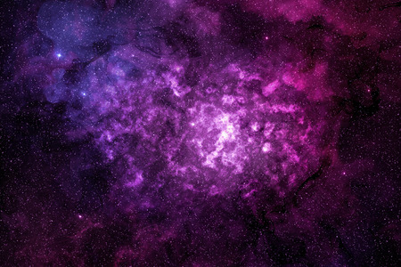 purple nebula and glowing cosmic dust in outer spaceの写真素材