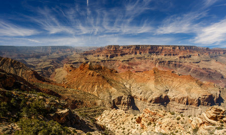 The majestic Grand Canyon under a blue sky. Arizona, USA.の写真素材