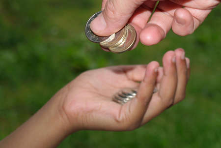 giving moneyの写真素材