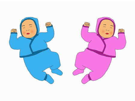 Girl and boy drawingの写真素材