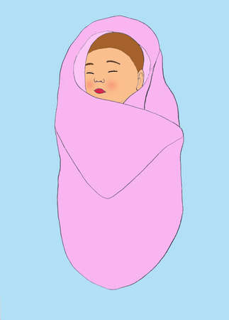 wrapped baby drawingの写真素材