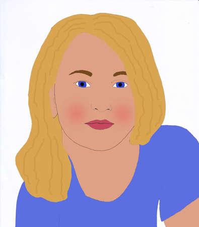 blonde girl drawingの写真素材