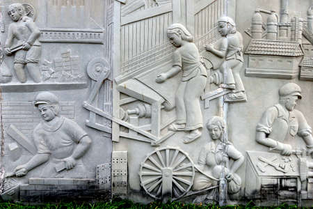 Hoi An, Vietnam, February 29, 2020: One of the relief murals that decorate the Martyrs Cemetery in Hoi An, Vietnam.のeditorial素材