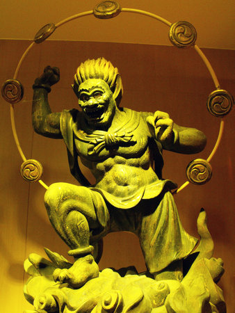 Singapore, March 7, 2016: Stone sculpture in one of the halls of the Buddha Tooth Relic temple....