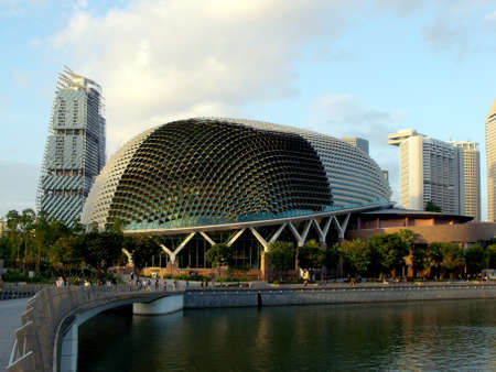 Singapore, March 3, 2016: Opera Esplanade Theater, known as the Durian, one of the most representative buildings of Singapore in Marina Bay.のeditorial素材