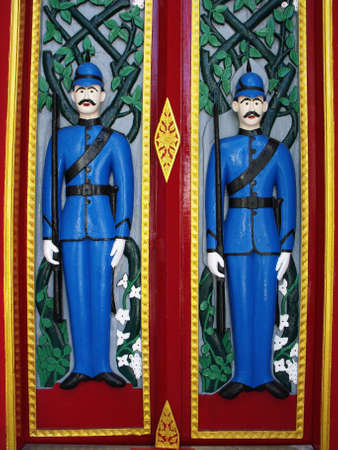 Bangkok, Thailand, January 11, 2016: One of the entrance gates to the Royal Cemetery at Wat Ratchabophit temple. Bangkok, Thailandのeditorial素材