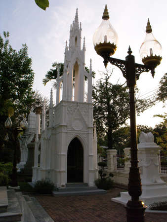 Bangkok, Thailand, January 11, 2016: White Mausoleum of the Thai Royal Family in the Royal Cemetery of Wat Ratchabophit temple in Bangkokのeditorial素材