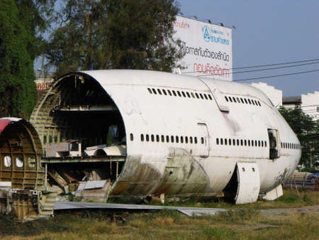 Bangkok, Thailand, April 12, 2016: Remains of the fuselage of large abandoned aircraft in Bangkok. Thailandのeditorial素材