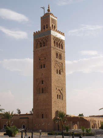 Marrakesh, Morocco, August 12, 2012: Minaret of the Koutoubia Mosque. Marrakeshのeditorial素材