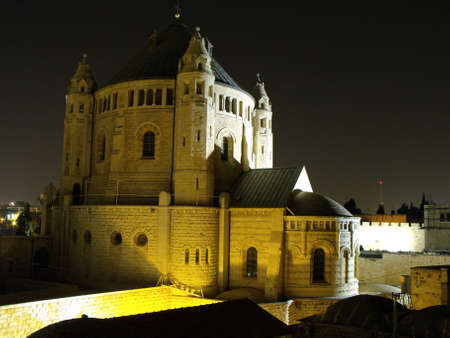Jerusalem, Israel, August 19, 2010: Night view of Hagia Maria Abbey in the old city of Jerusalem, Israelのeditorial素材