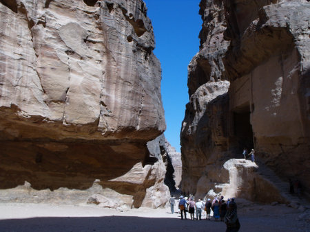 Petra, Jordan. August 16, 2010: Tourists visiting the ruins of Petra, Jordanのeditorial素材