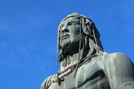 Candelaria, Tenerife, Canary Islands, Spain, March 8, 2022: Face of the Guanche king Pelicar in Candelaria, Tenerife, Spain (JosÃ© Abad 1993)のeditorial素材