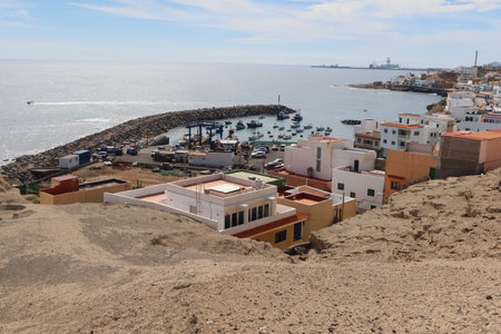 San Miguel de Tajao, Tenerife, Spain, October 26, 2025: Houses next to the fishing port of Tajao, Tenerife, Spainの写真素材