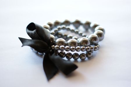 silver pearl braceletの写真素材