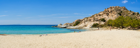 NAXOS, GREECE - May 24, 2017: Panoramic view of Mikri Vigla beach on Naxos island. Cyclades, Greeceのeditorial素材