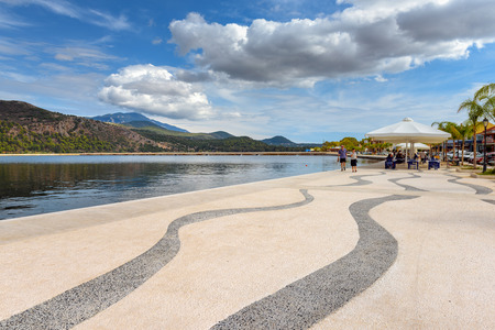 KEFALONIA, GREECE - September 30, 2017: Coastal promenade in beautiful town of Argostoli. Kefalonia island,Greeceのeditorial素材