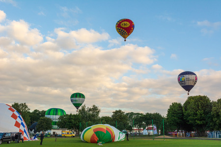 SZCZECINEK, POLAND - July 8, 2018: International Balloon Festival in Szczecinek.のeditorial素材
