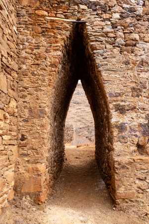 The entrance at the mine facilities at Megalo Livadi in Serifos. Cyclades islands, Greeceの写真素材