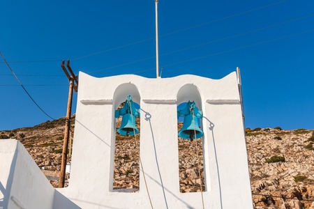 Bell tower of Agioi Anargyroi in Pera Panda near Kamares on Sifnos. Greeceの写真素材