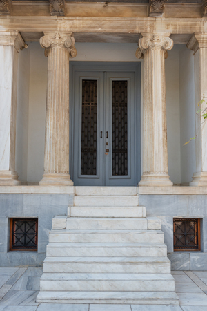 ATHENS, GREECE - September 14, 2018: Traditional Greek building with marble columns in the center of Athens.のeditorial素材
