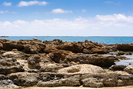 Rocky coast of Elafonisi beach. Crete, Greece. Europeの写真素材