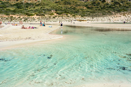 CRETE, GREECE - May 4, 2015: Lagoon of Balos, one of the most visited tourist destinations on west...
