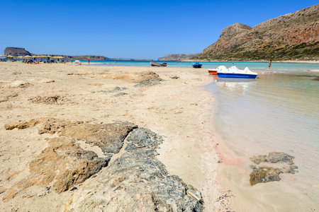CRETE, GREECE - May 4, 2015: Lagoon of Balos, one of the most visited tourist destinations on west...