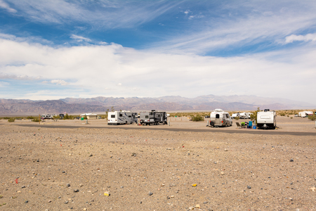 Campers on campground in Stovepipe Wells in California, Death Valley National Park. USAの写真素材