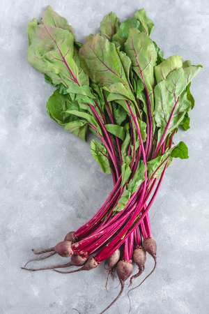 Group of chard with beetroots. Young beetroot with fresh leaves.の写真素材