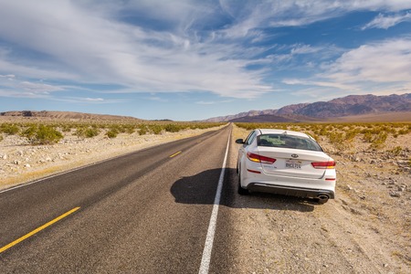 CALIFORNIA, USA - April 4, 2019: White KIA Optima parked on the roadside in Californiaのeditorial素材