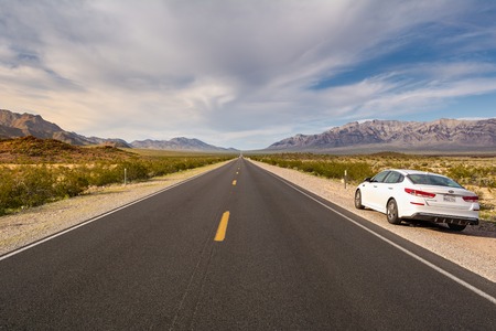 CALIFORNIA, USA - April 4, 2019: White KIA Optima parked on the roadside in Californiaのeditorial素材